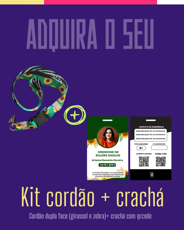 Kit Cordão+ crachá com qrcode